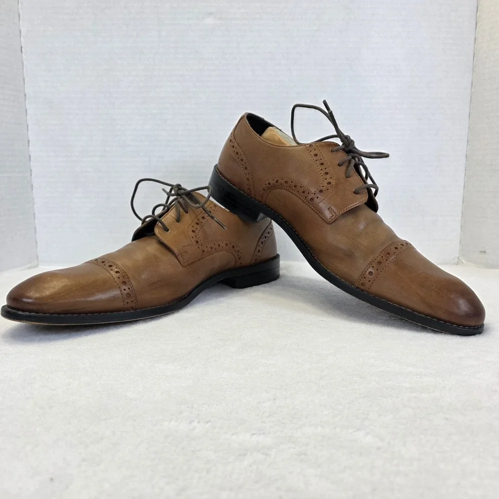 Stacy Adams Mens Brown Leather Cap Toe‎ Oxford Dress Shoes Size 9.5 M 24858